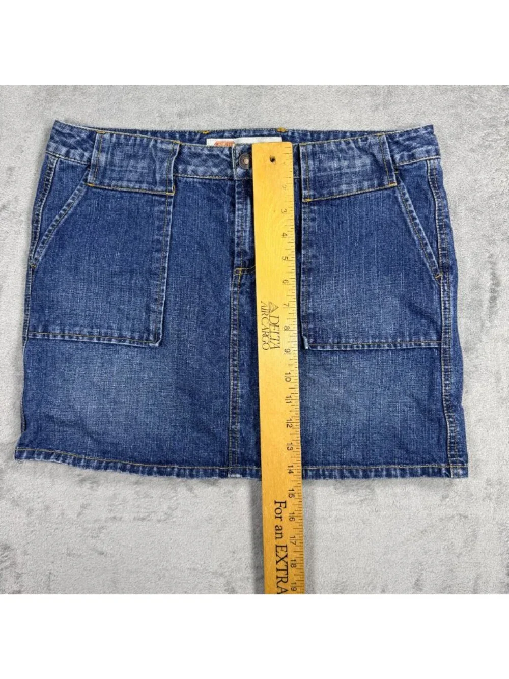 Y2K 2000s Route 66 Denim Skirt Womens 10 Low Rise Mini Grunge Festival Summer